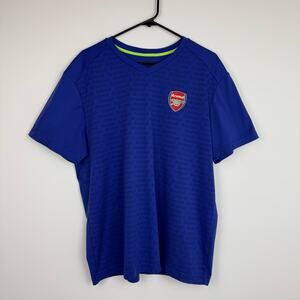 AFC Arsenal London Mens V-Neck Logo Athletic Royal Blue Soccer Futbol T-Shirt XL